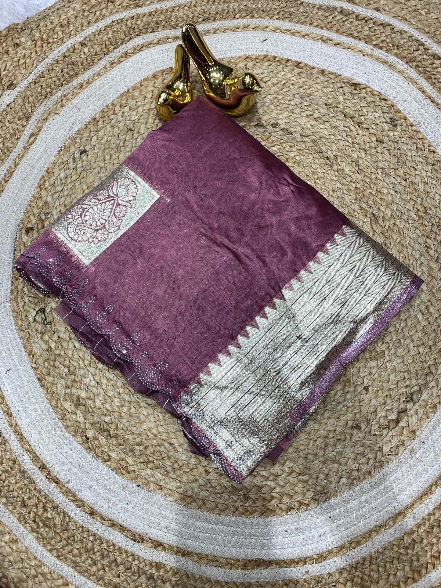 KAS-KANUPRIYA SILK ORGANZA SAREE WITH SIROSKI BORDER WITH BEAUTIFUL BHUTA DESIGN