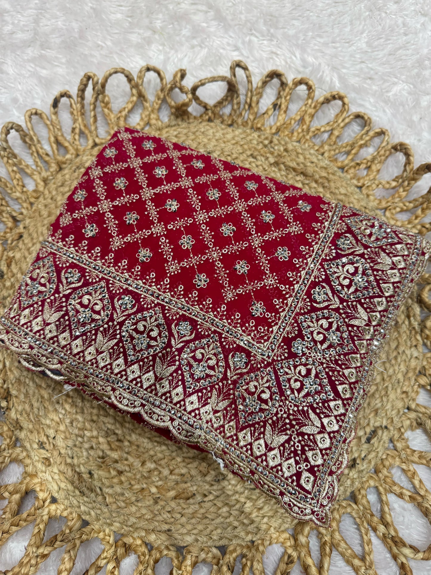 BS-DULHAN-RANI BLOOMING SAREE WITH PREMIUM HEAVY EMBROIDERY WORK WITH HEAVY DIAMOND WORK ALL OVER