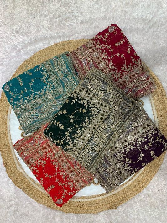 BS-RIM-ZIM BLOOMING SAREE WITH HEAVY EMBROIDERY WORK WITH HEAVY SILVER JHARKAN DIAMOND WORK ALL OVER WITH JHAL WORK ALL OVER