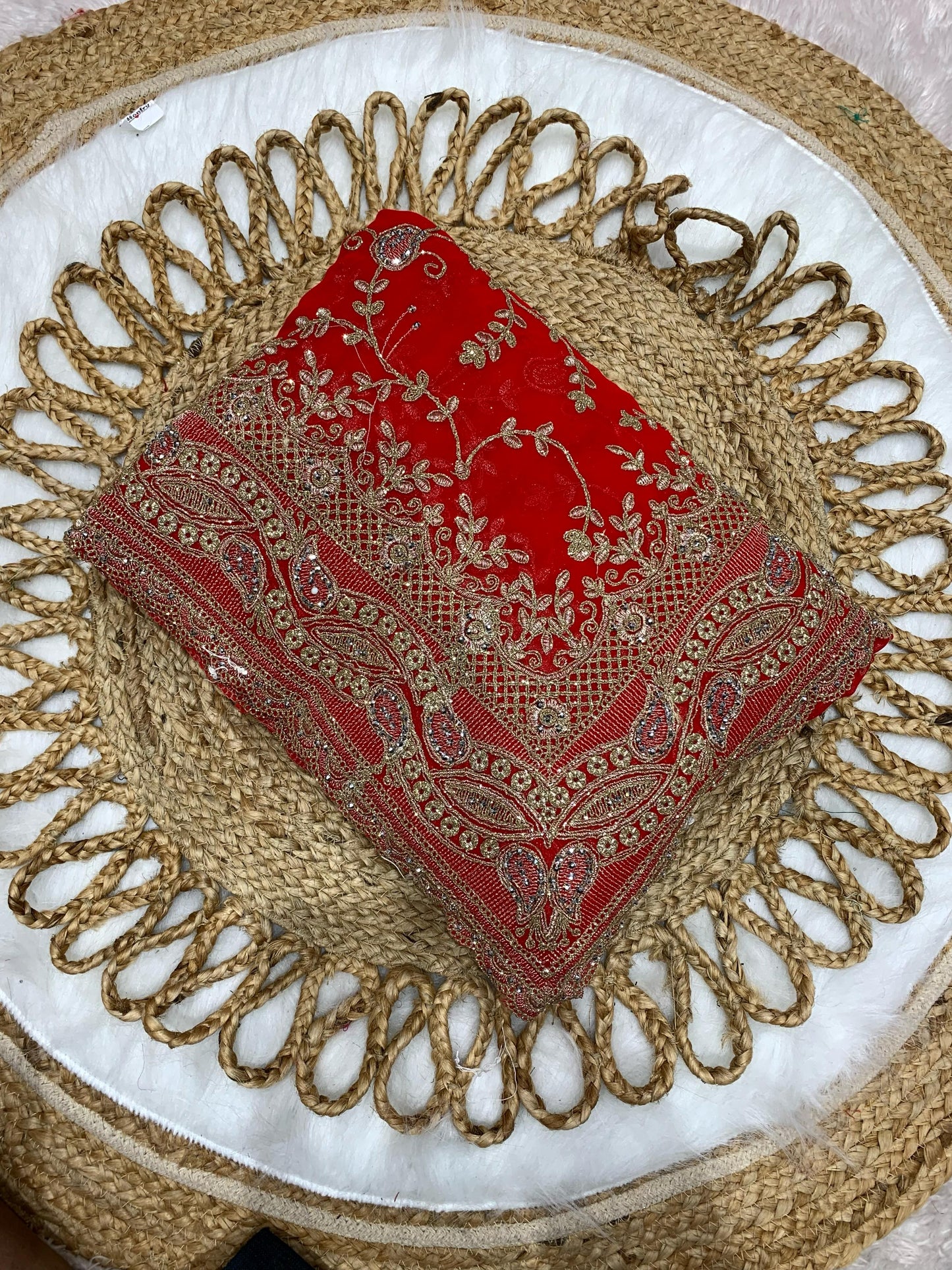 BS-RIM-ZIM BLOOMING SAREE WITH HEAVY EMBROIDERY WORK WITH HEAVY SILVER JHARKAN DIAMOND WORK ALL OVER WITH JHAL WORK ALL OVER