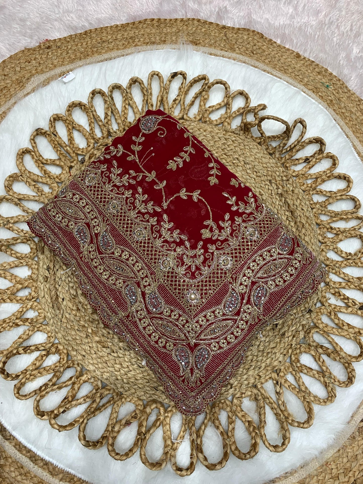 BS-RIM-ZIM BLOOMING SAREE WITH HEAVY EMBROIDERY WORK WITH HEAVY SILVER JHARKAN DIAMOND WORK ALL OVER WITH JHAL WORK ALL OVER