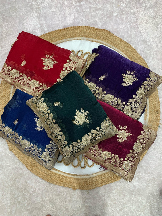 BS-PAVITRA-RISTA SATIN FANCY SAREE WITH BEAUTIFUL SILVER JAREE WORK WITH JARKAN WORK ALL OVER THE SAREE