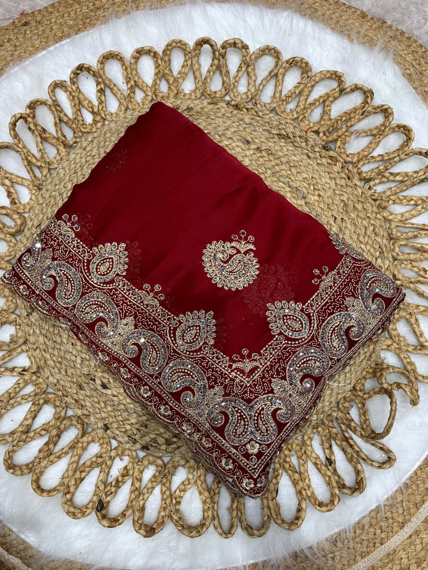 BS-RING-TONE PREMIUM SATIN SAREE WITH HEAVY C-PAALLU DESIGN WITH SILVER JARKAN DIAMOND WORK ALL OVER WITH BEAUTIFUL BHUTA DESIGGN
