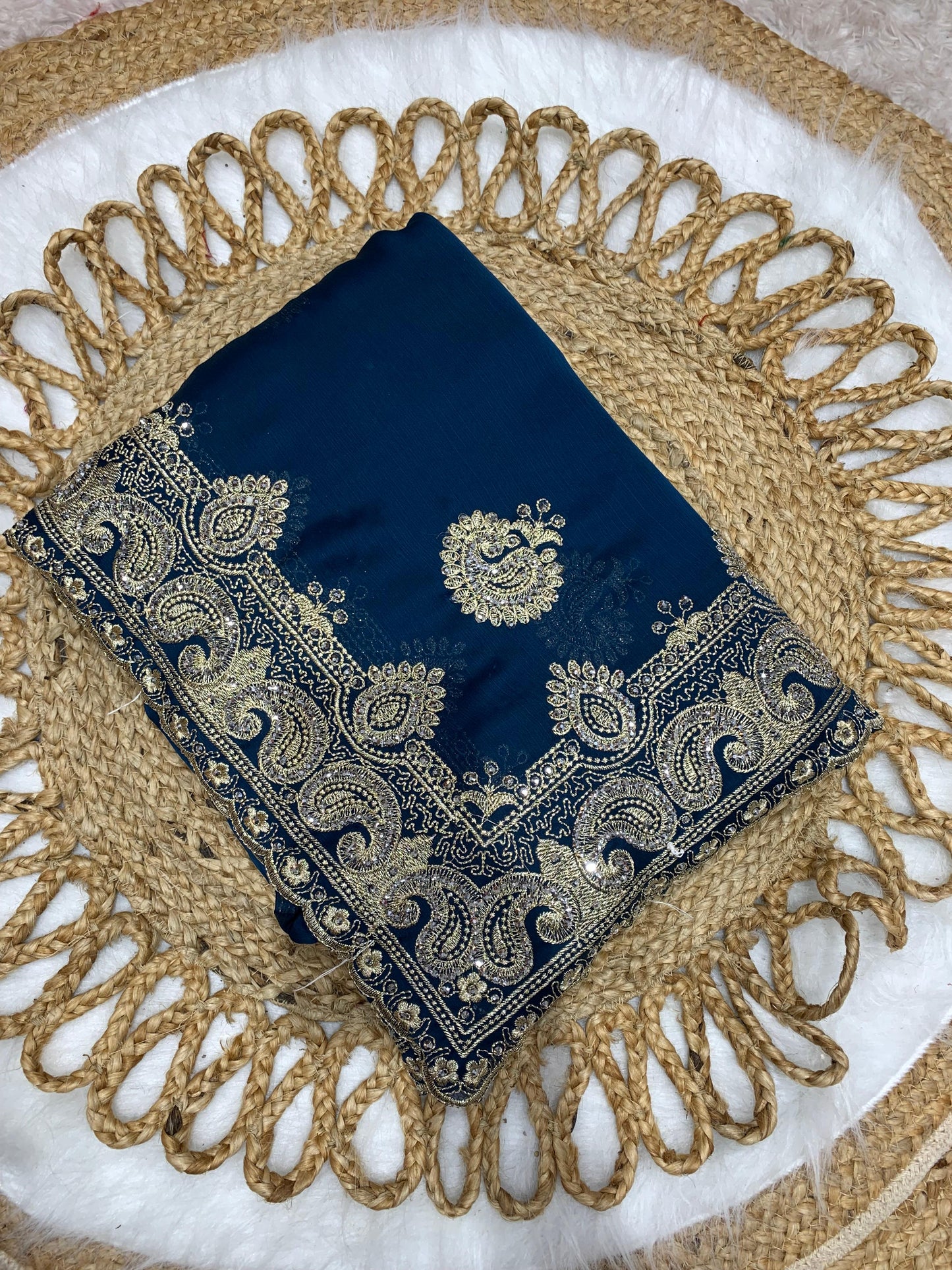 BS-RING-TONE PREMIUM SATIN SAREE WITH HEAVY C-PAALLU DESIGN WITH SILVER JARKAN DIAMOND WORK ALL OVER WITH BEAUTIFUL BHUTA DESIGGN