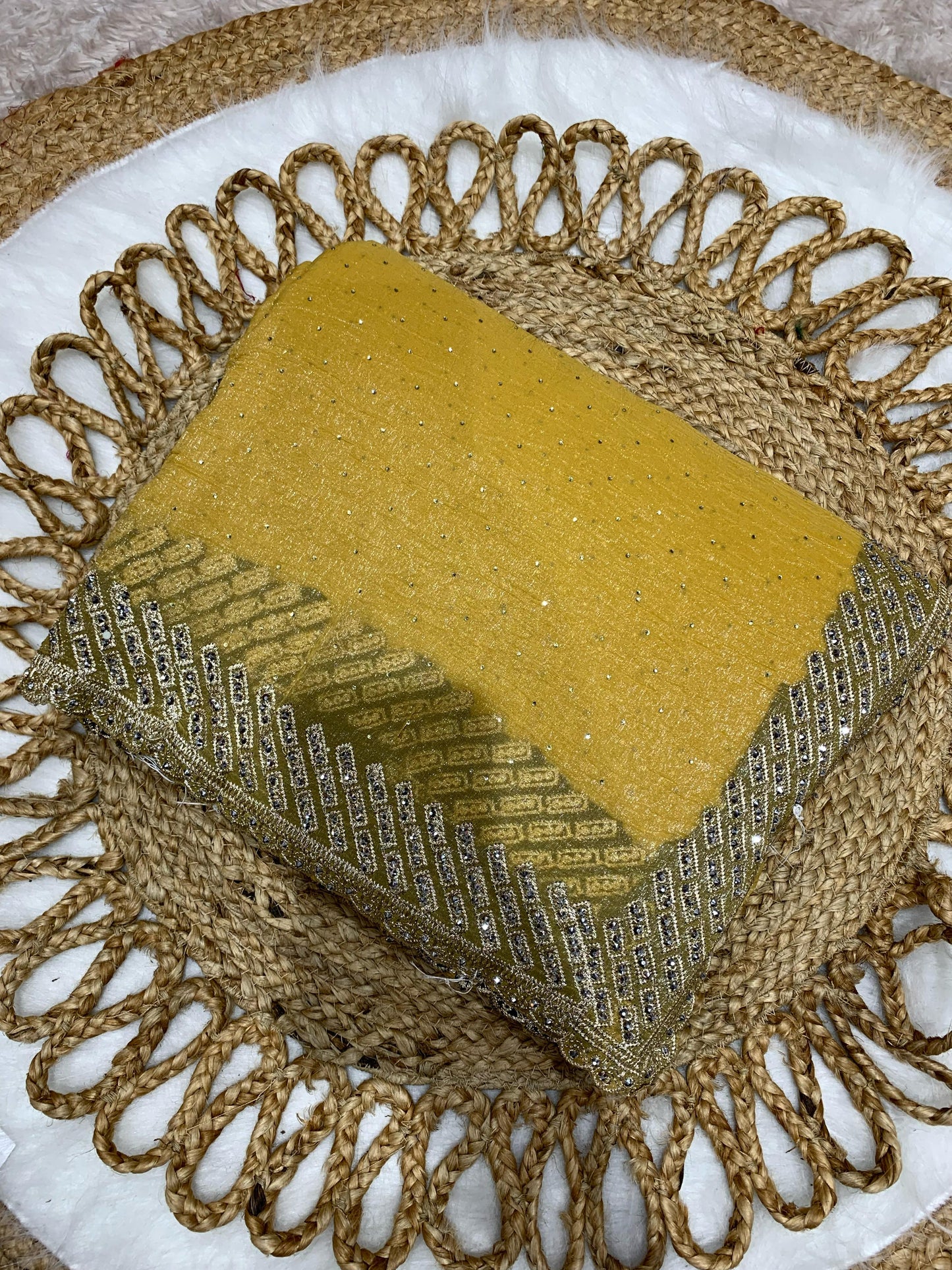 BS-PALLAVI PREMIUM FENDI SAREE WITHOUT JHARKAN UNIQUE WORK ALL OVER WITH CUTWORK BORDER