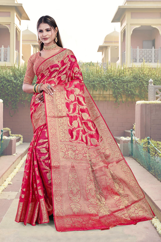 OG-BOUNCE ORGANZA SAREE WITH BEAUTIFUL JHAL DESIGN WITH RICH PALLU