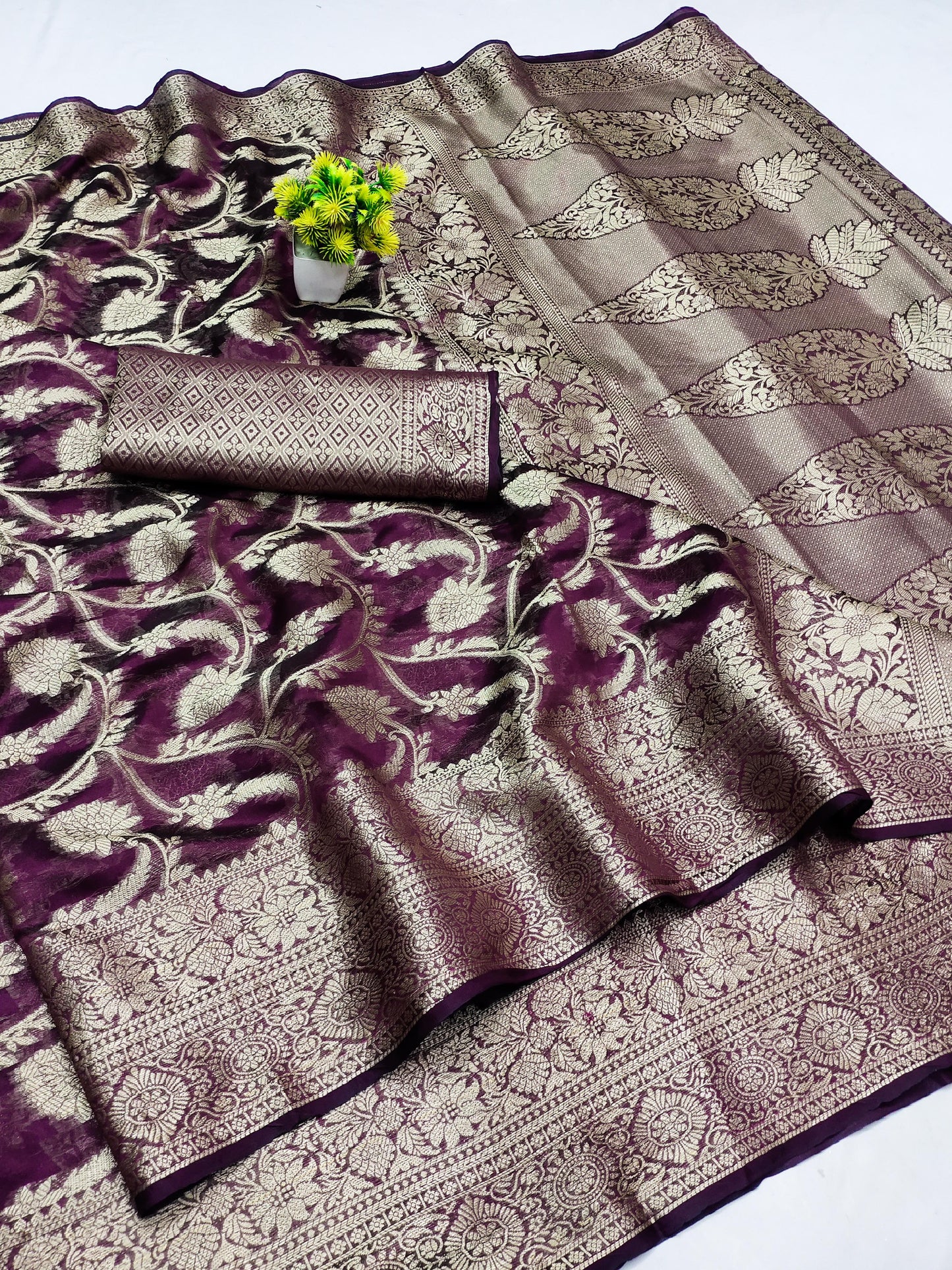 OG-BOUNCE ORGANZA SAREE WITH BEAUTIFUL JHAL DESIGN WITH RICH PALLU