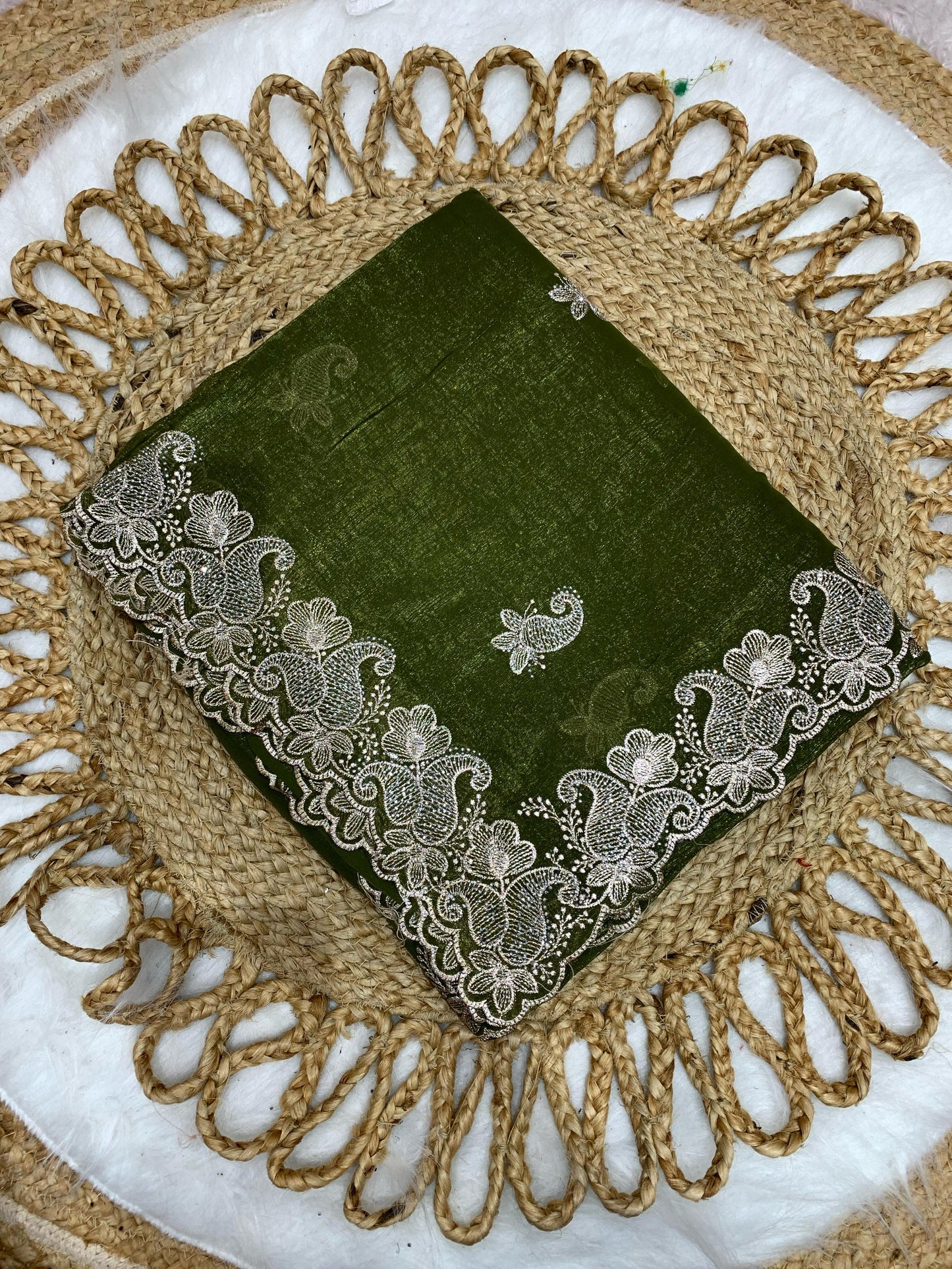 KAS-SITARAM FANCY CRUNCHY SAREE WITH BEAUTIFUL SILVER  EMBROIDERY WORK WITH BHUTA