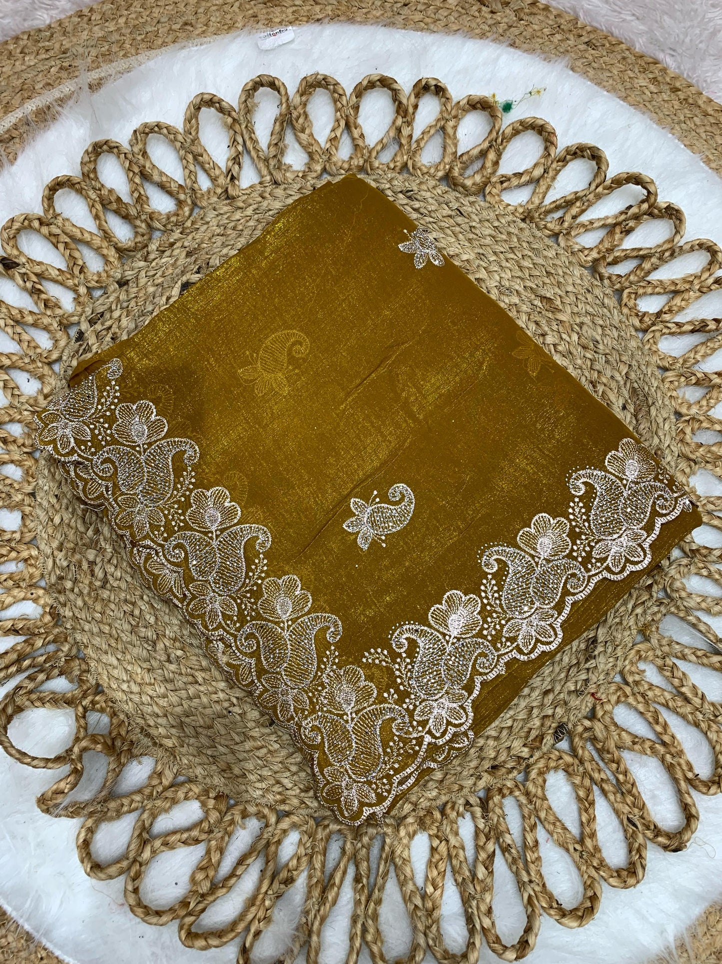 KAS-SITARAM FANCY CRUNCHY SAREE WITH BEAUTIFUL SILVER  EMBROIDERY WORK WITH BHUTA