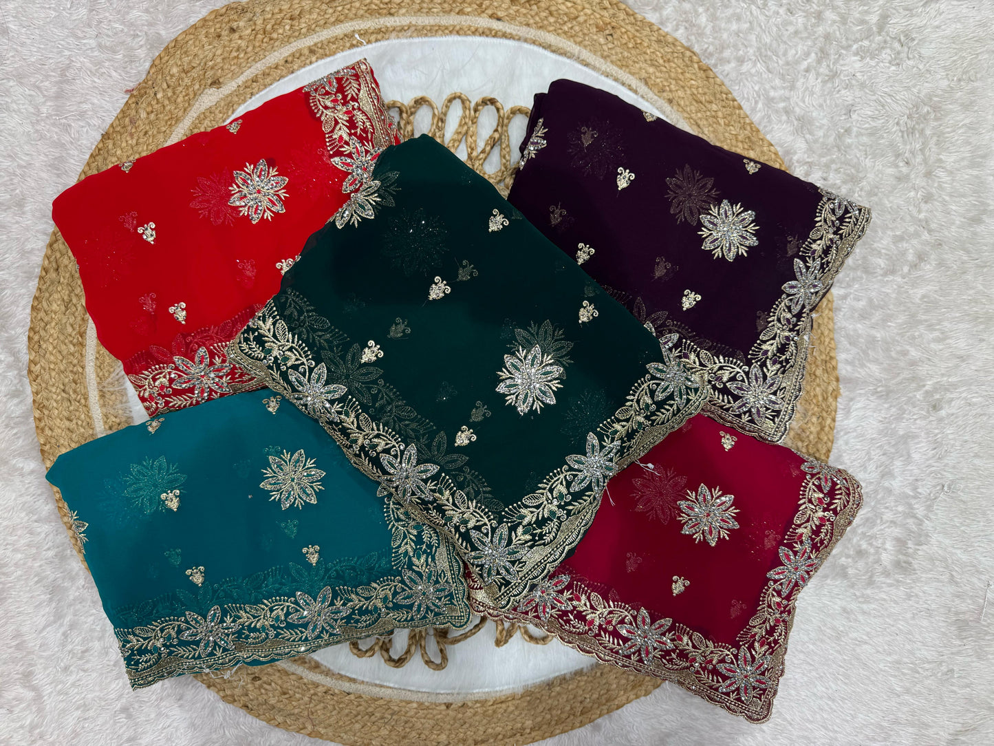 BS-KOLAVERI BLOOMING SAREE WITH PREMIUM EMBORIODERY WORK WITH DIMAOND AND SILVER JARKAN WORK ALL OVER