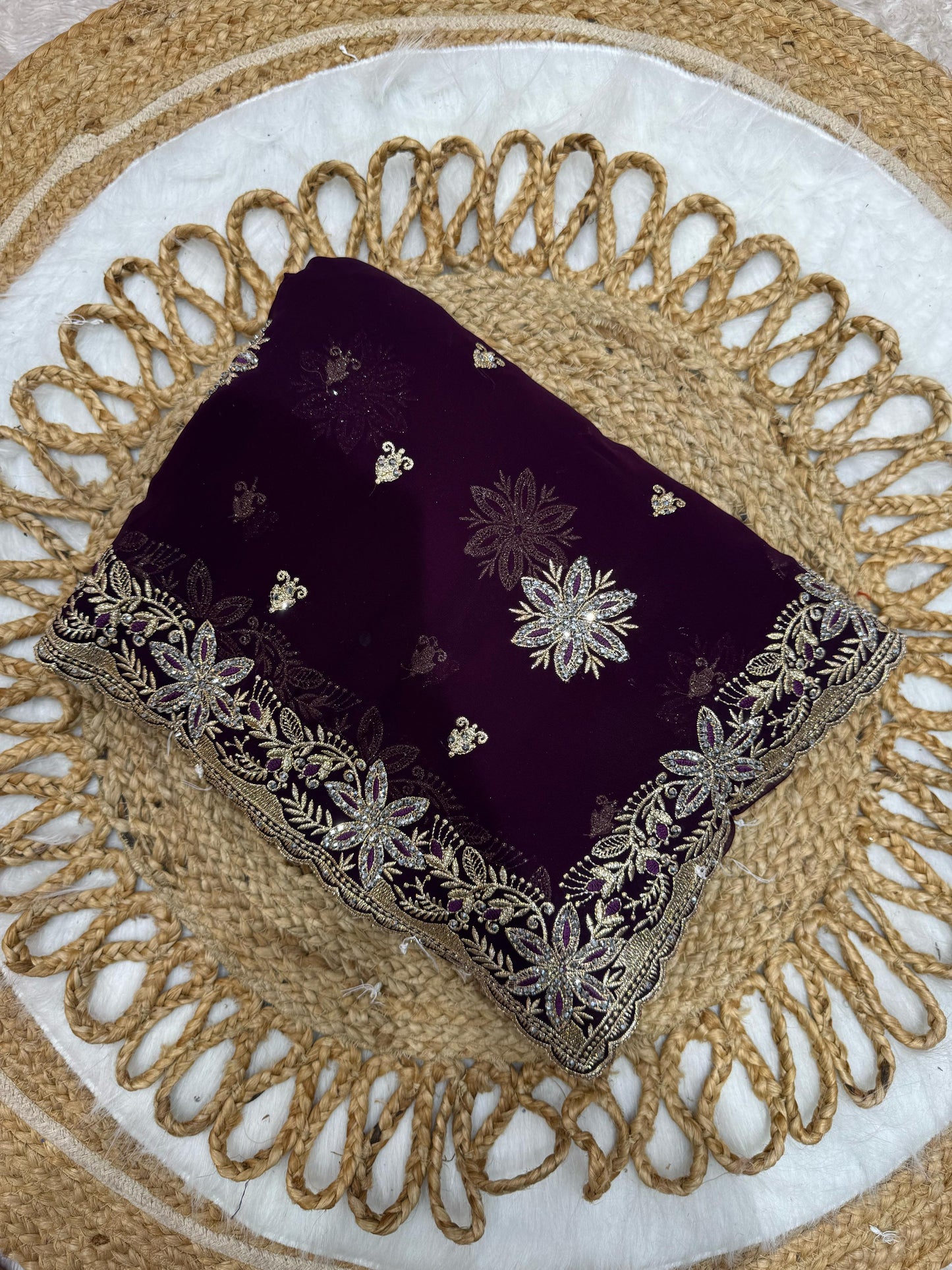 BS-KOLAVERI BLOOMING SAREE WITH PREMIUM EMBORIODERY WORK WITH DIMAOND AND SILVER JARKAN WORK ALL OVER