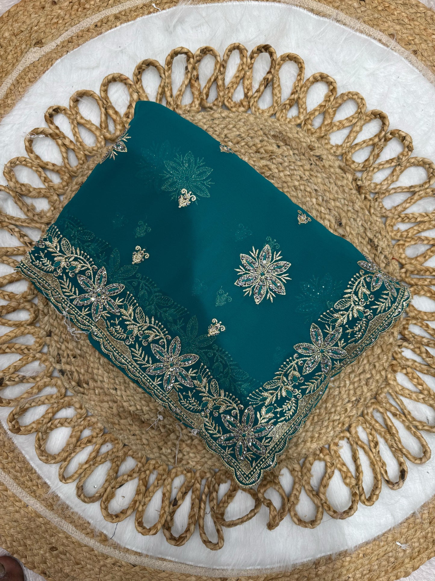BS-KOLAVERI BLOOMING SAREE WITH PREMIUM EMBORIODERY WORK WITH DIMAOND AND SILVER JARKAN WORK ALL OVER