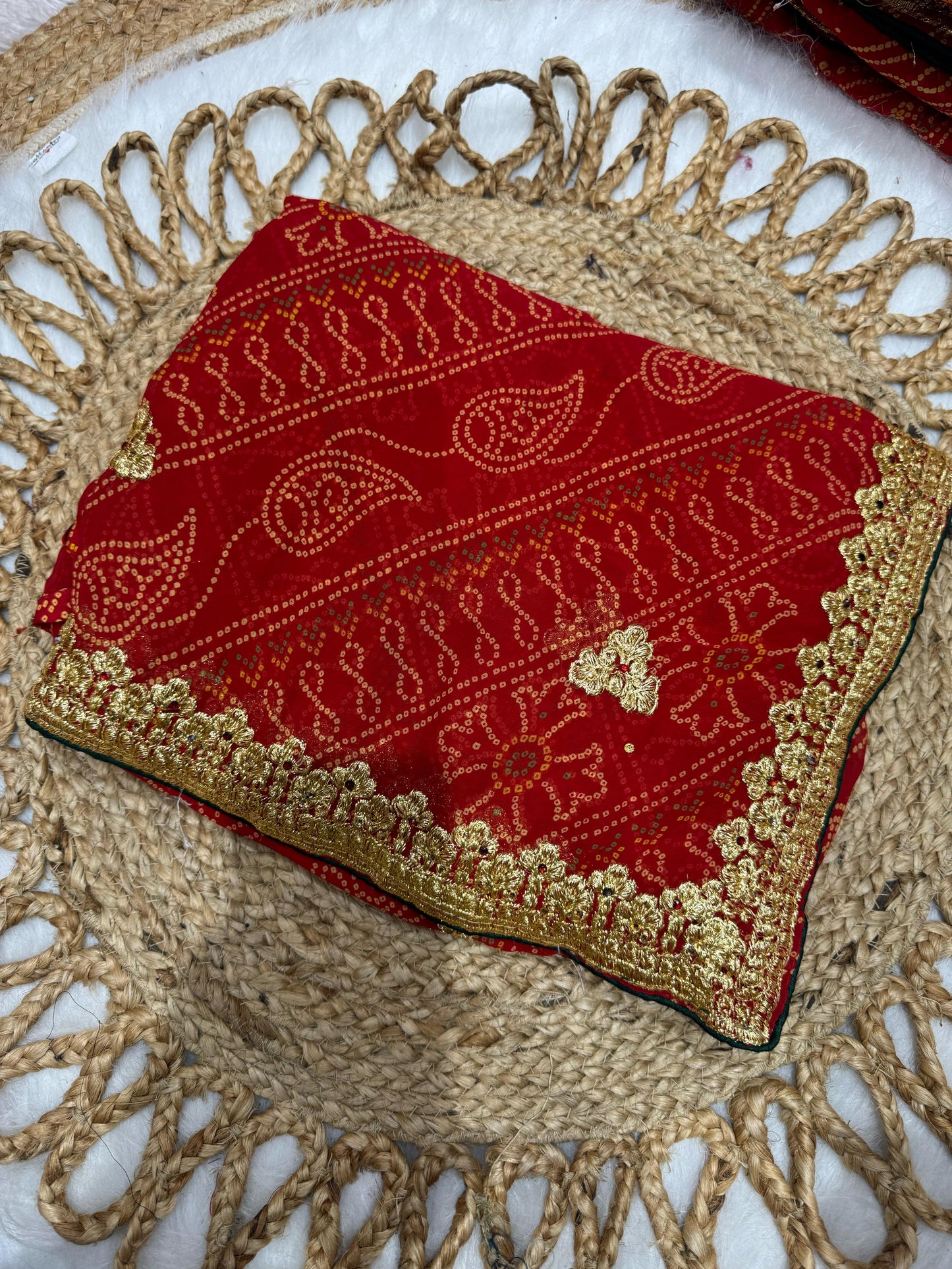 KAS-RADHEY BANDHANI SAREE WITH EMBROIDERY WORK WITH BEAUTIFUL PATTERN