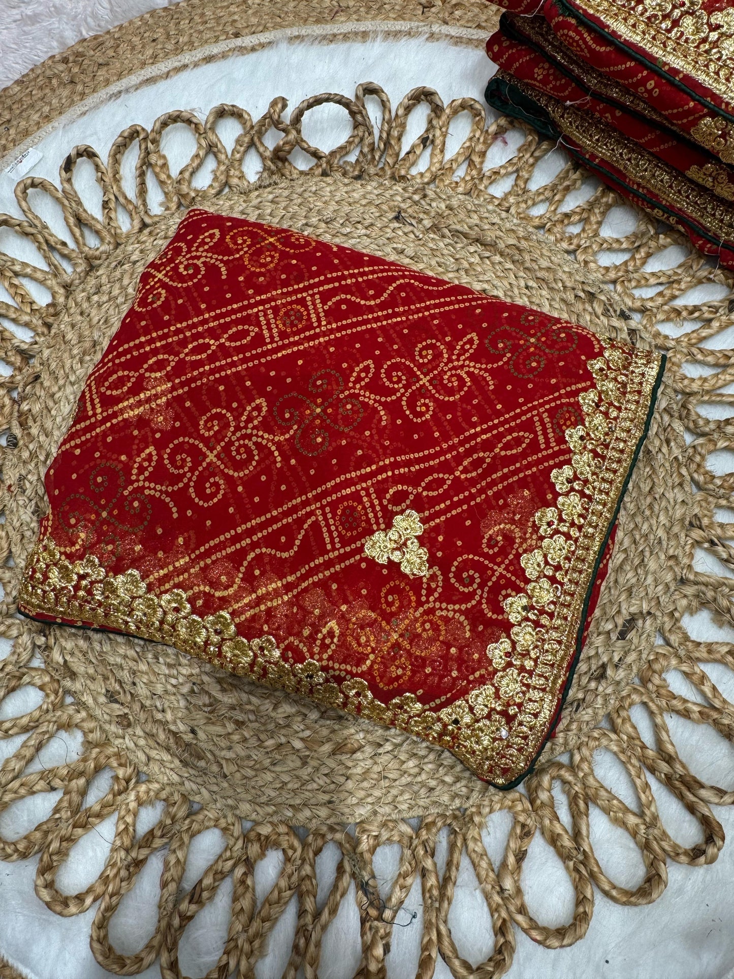 KAS-RADHEY BANDHANI SAREE WITH EMBROIDERY WORK WITH BEAUTIFUL PATTERN