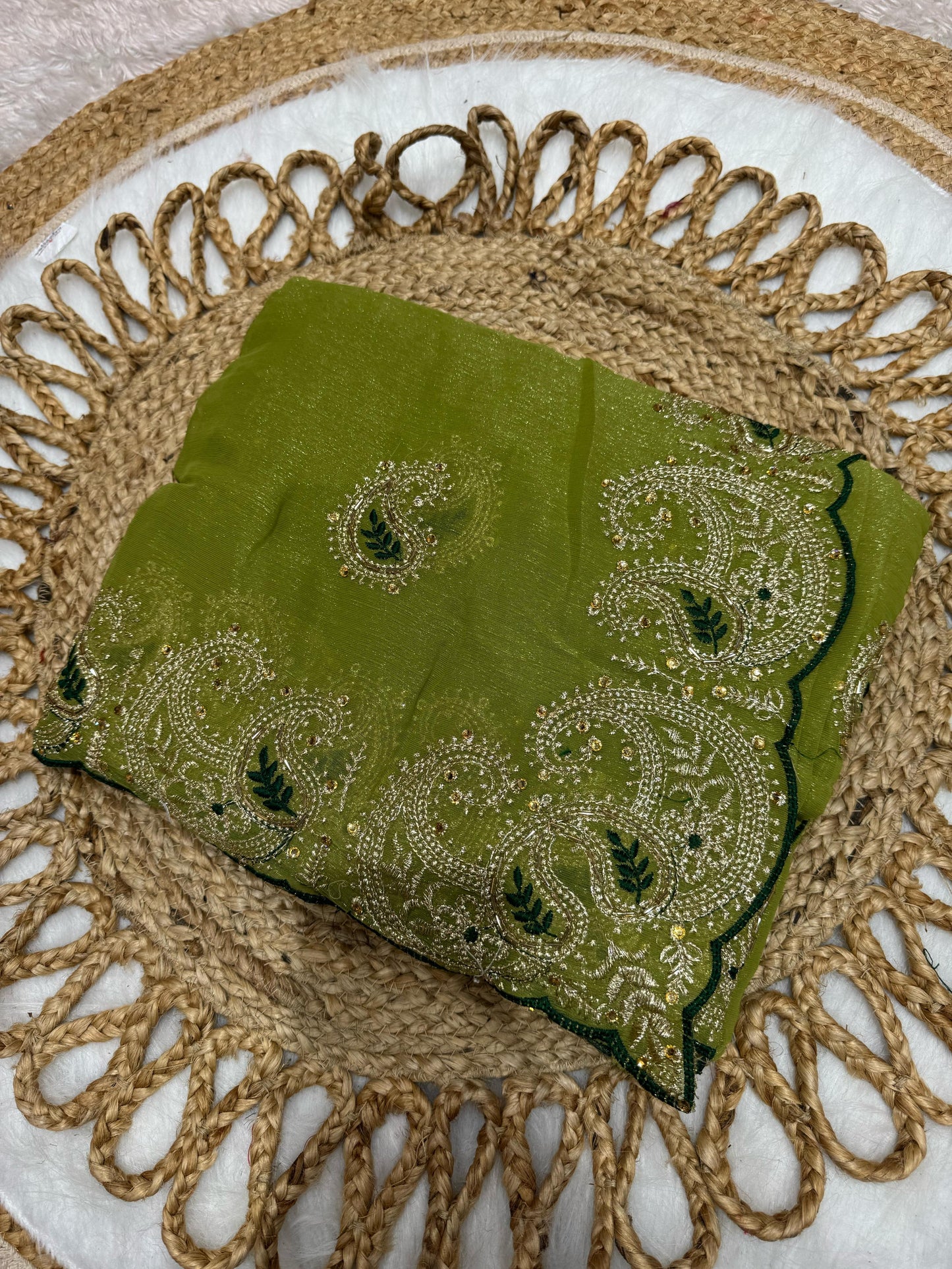 KAS-NANDLAL PREMIUM GLASS TISSUE WITH BEAUTIFUL BORDER PATTERN WITH CARRY DESIGN