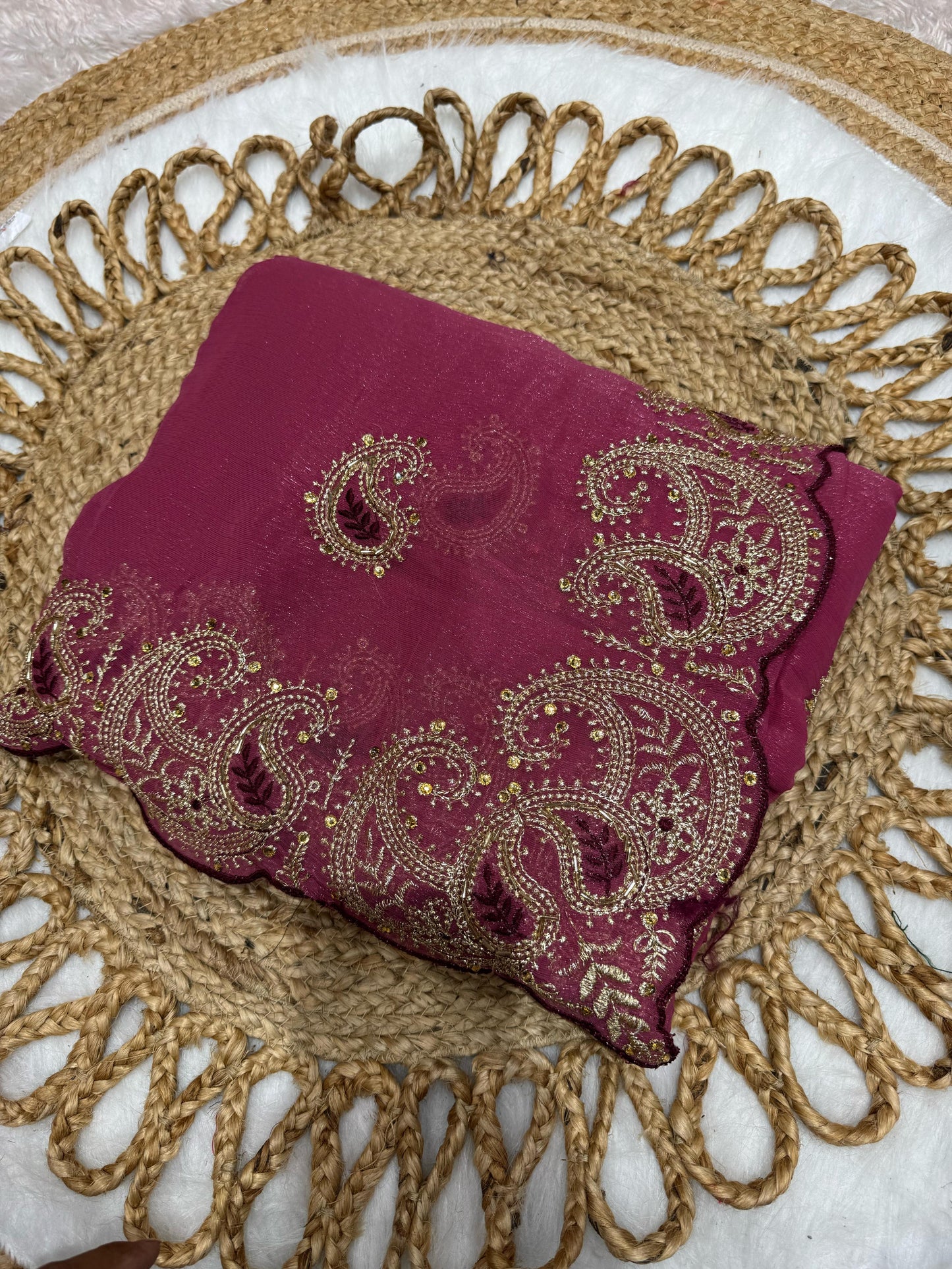 KAS-NANDLAL PREMIUM GLASS TISSUE WITH BEAUTIFUL BORDER PATTERN WITH CARRY DESIGN