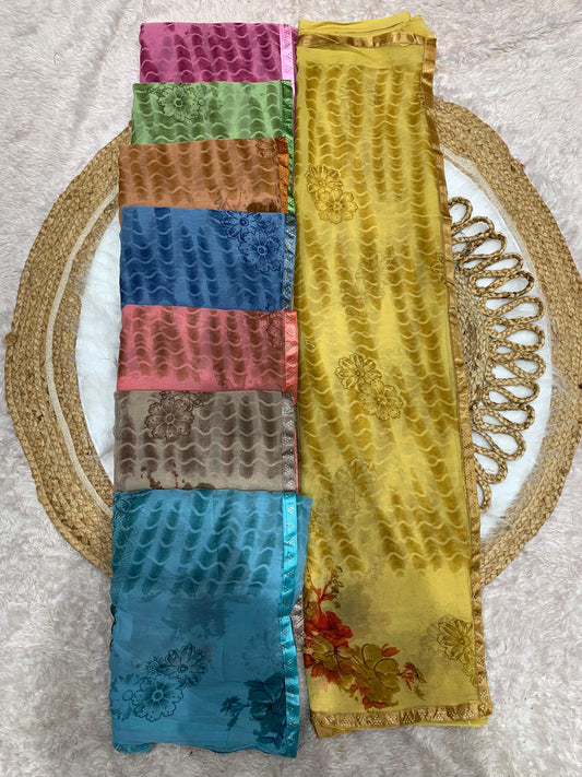 SV-LOCKDOWN 60 GRAM CHIFFON SAREE WITH SIROSKI BORDER