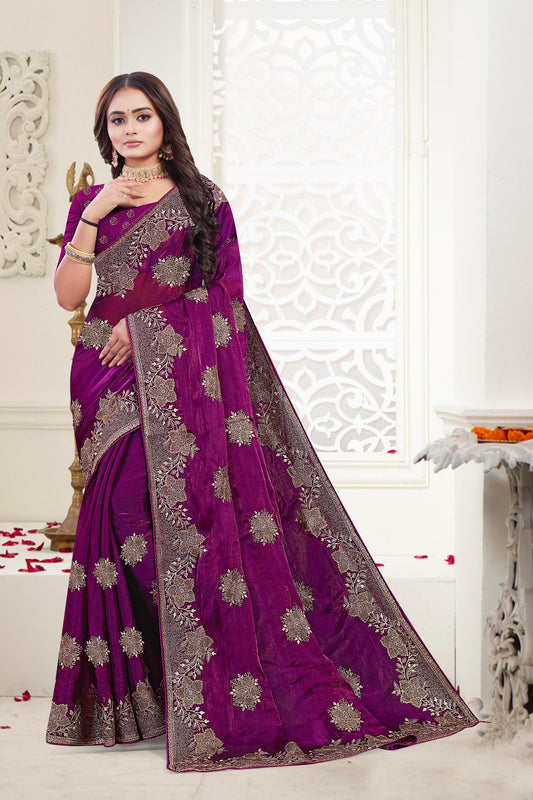 DF-DIYA PREMIUM MULMUL CHIFFON SAREE INSPIRED BY BOLLYWOOD SAREE WITH EMBROIDERRY WORK ALL OVER