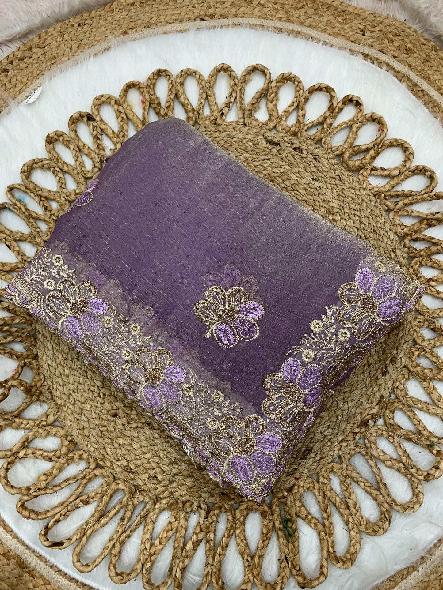 BS-SINDOOR FENDI GOLD SAREE WITH HEAVY HANDWORK JARAKAN WORK WITH THREAD WORK ALL OVER