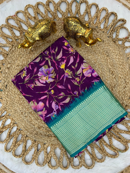 CP-7060 DOLA VISOCS SAREE WITH 6.30 MTR CUT WITH BEAUTIFUL FLOWER DESIGN