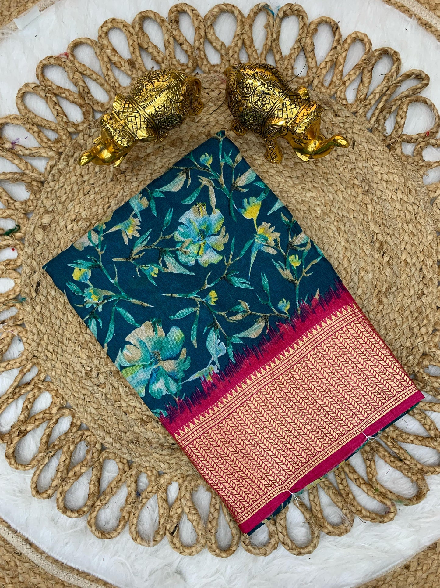 CP-7060 DOLA VISOCS SAREE WITH 6.30 MTR CUT WITH BEAUTIFUL FLOWER DESIGN