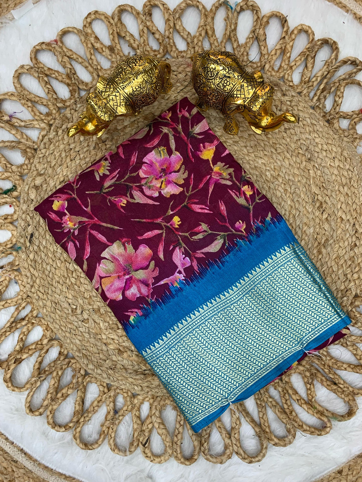 CP-7060 DOLA VISOCS SAREE WITH 6.30 MTR CUT WITH BEAUTIFUL FLOWER DESIGN