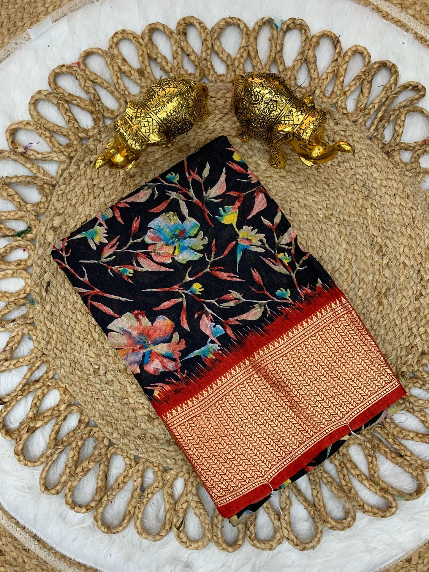 CP-7060 DOLA VISOCS SAREE WITH 6.30 MTR CUT WITH BEAUTIFUL FLOWER DESIGN