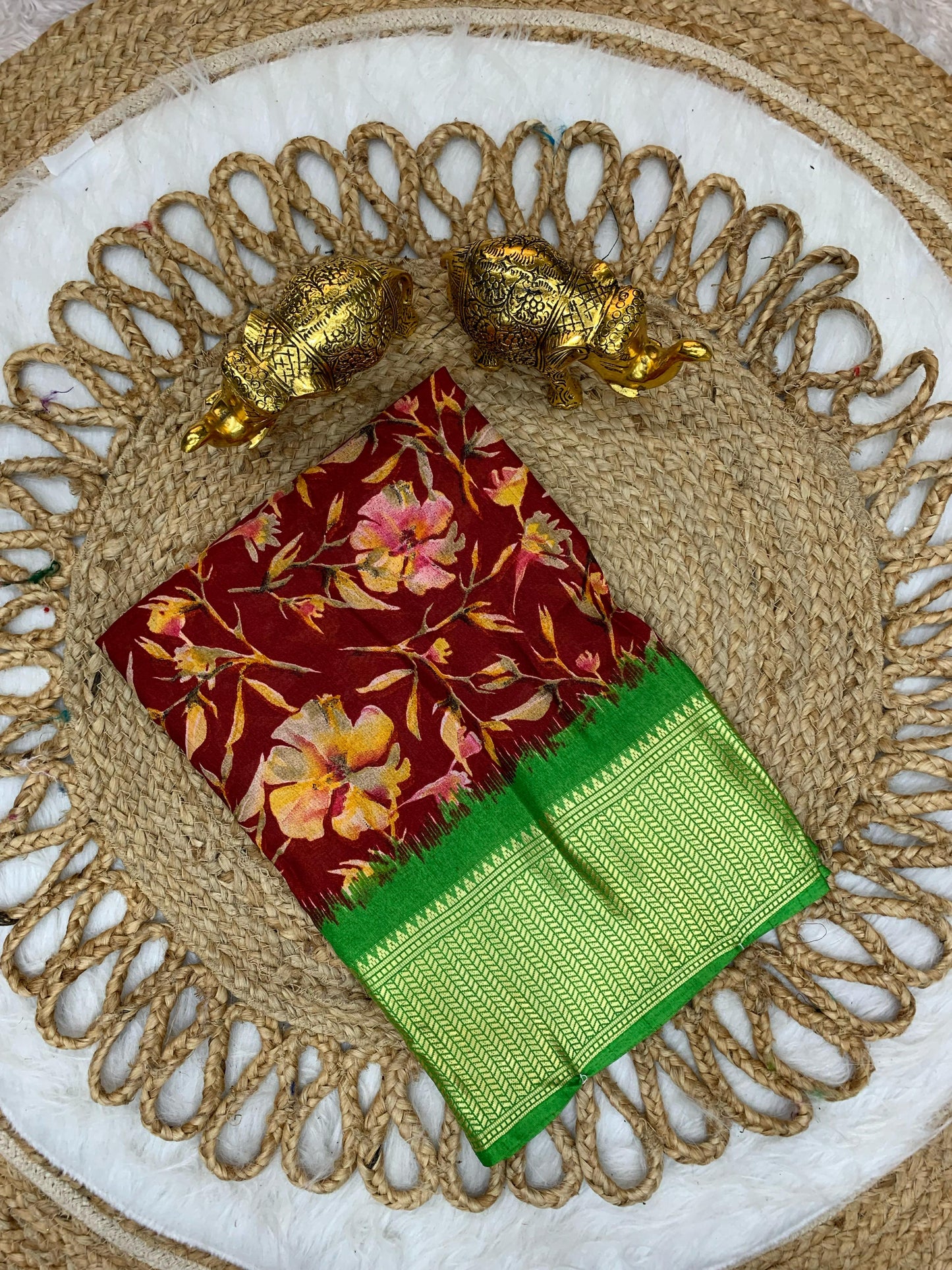 CP-7060 DOLA VISOCS SAREE WITH 6.30 MTR CUT WITH BEAUTIFUL FLOWER DESIGN
