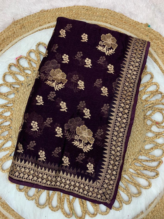 BS-CHAMELI CRUNCHY SAREE WITH BEAUTIFUL EMOBROIDERY WORK WITH SIROSKI ALL OVER