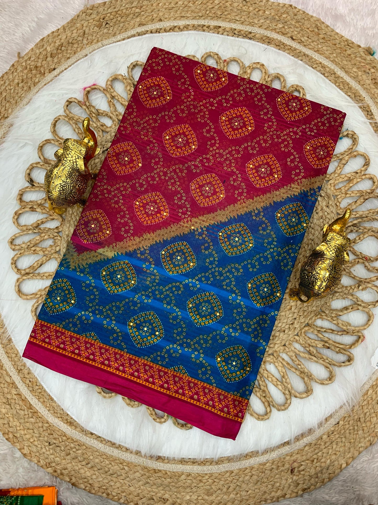 CT-DORIA-CHUNRI SUITI COTTON SAREE WITH CHUNRI PRINT WITH MOTI WORK ALL OVER
