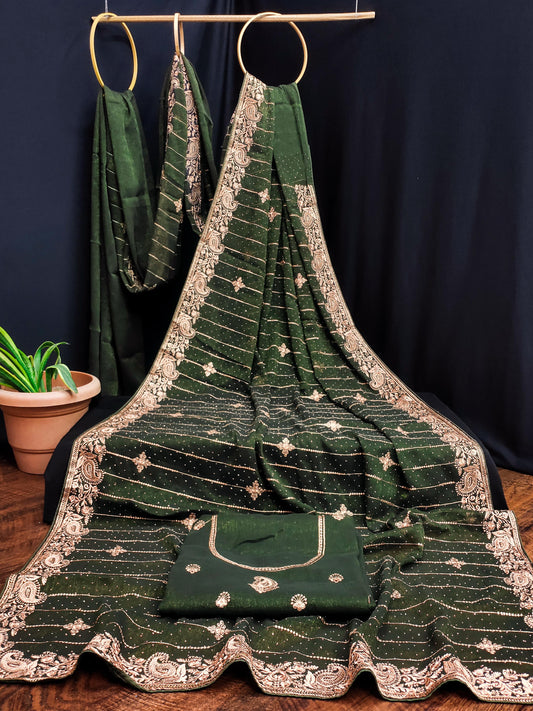 DF-KARMA CXC SIMMER SAREE WITH EMBORIDERY JAREE WORK WITH SIROSKI ALL OVER WITH HEAVY BLOUSE