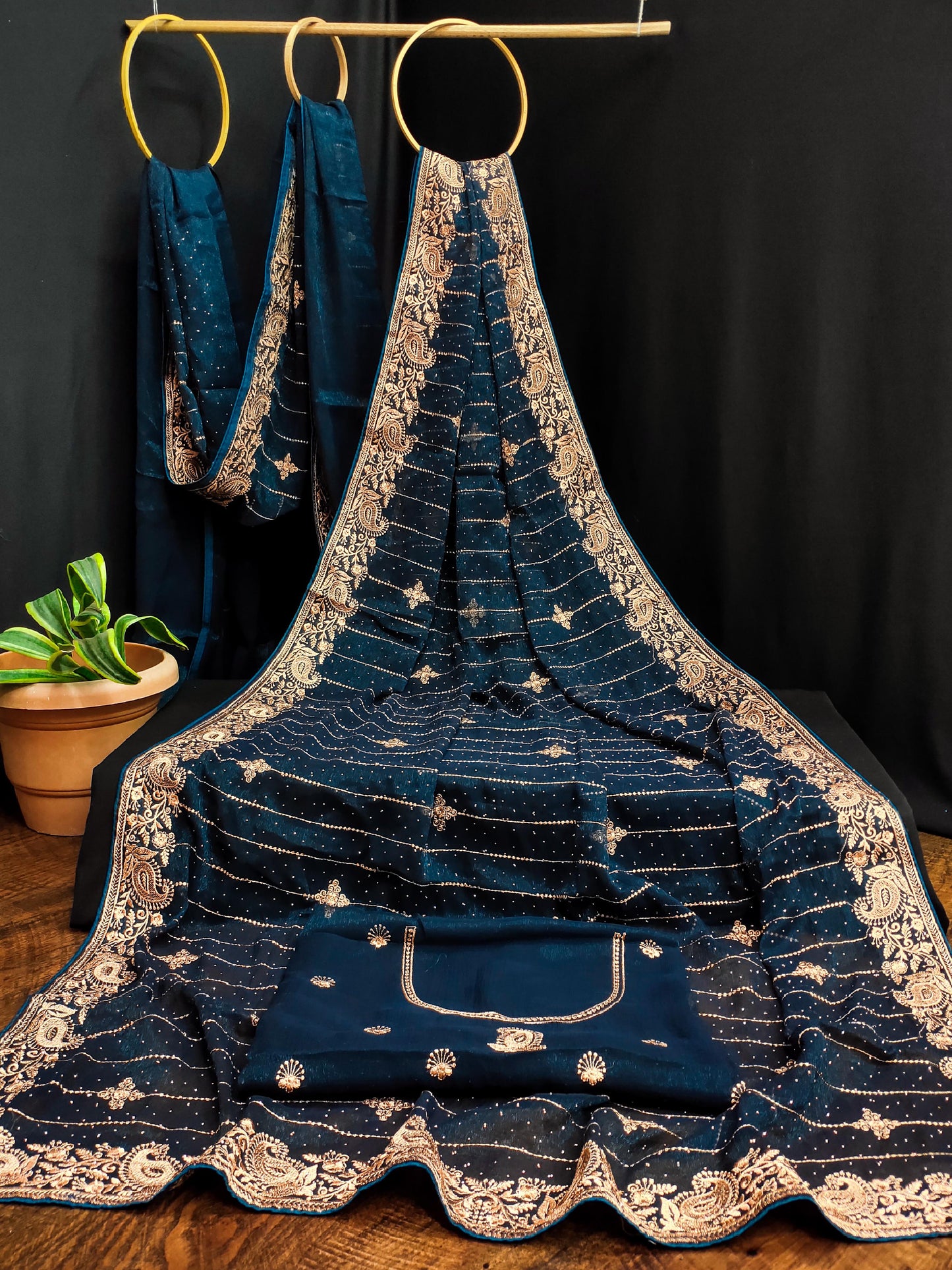 DF-KARMA CXC SIMMER SAREE WITH EMBORIDERY JAREE WORK WITH SIROSKI ALL OVER WITH HEAVY BLOUSE