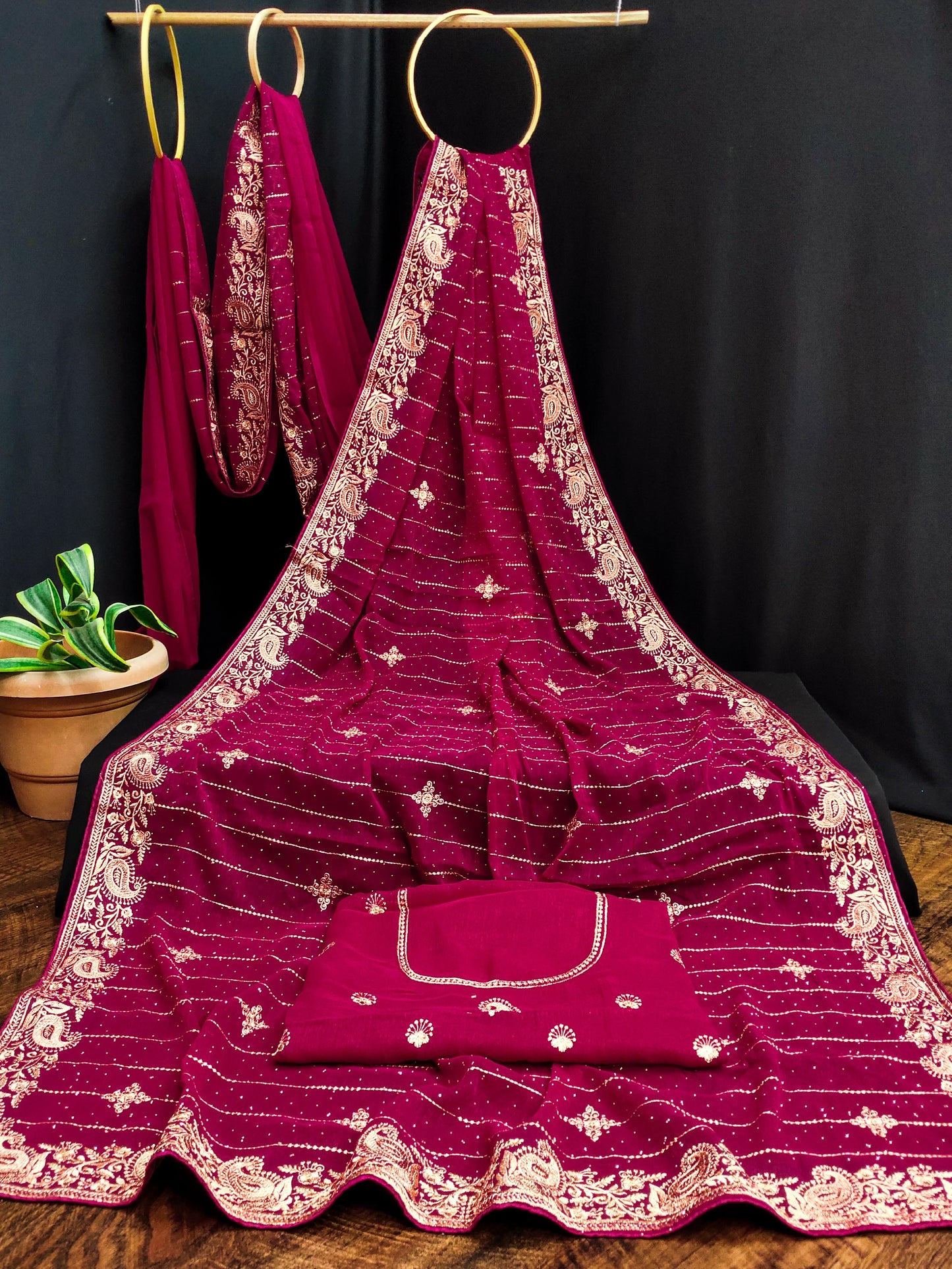 DF-KARMA CXC SIMMER SAREE WITH EMBORIDERY JAREE WORK WITH SIROSKI ALL OVER WITH HEAVY BLOUSE