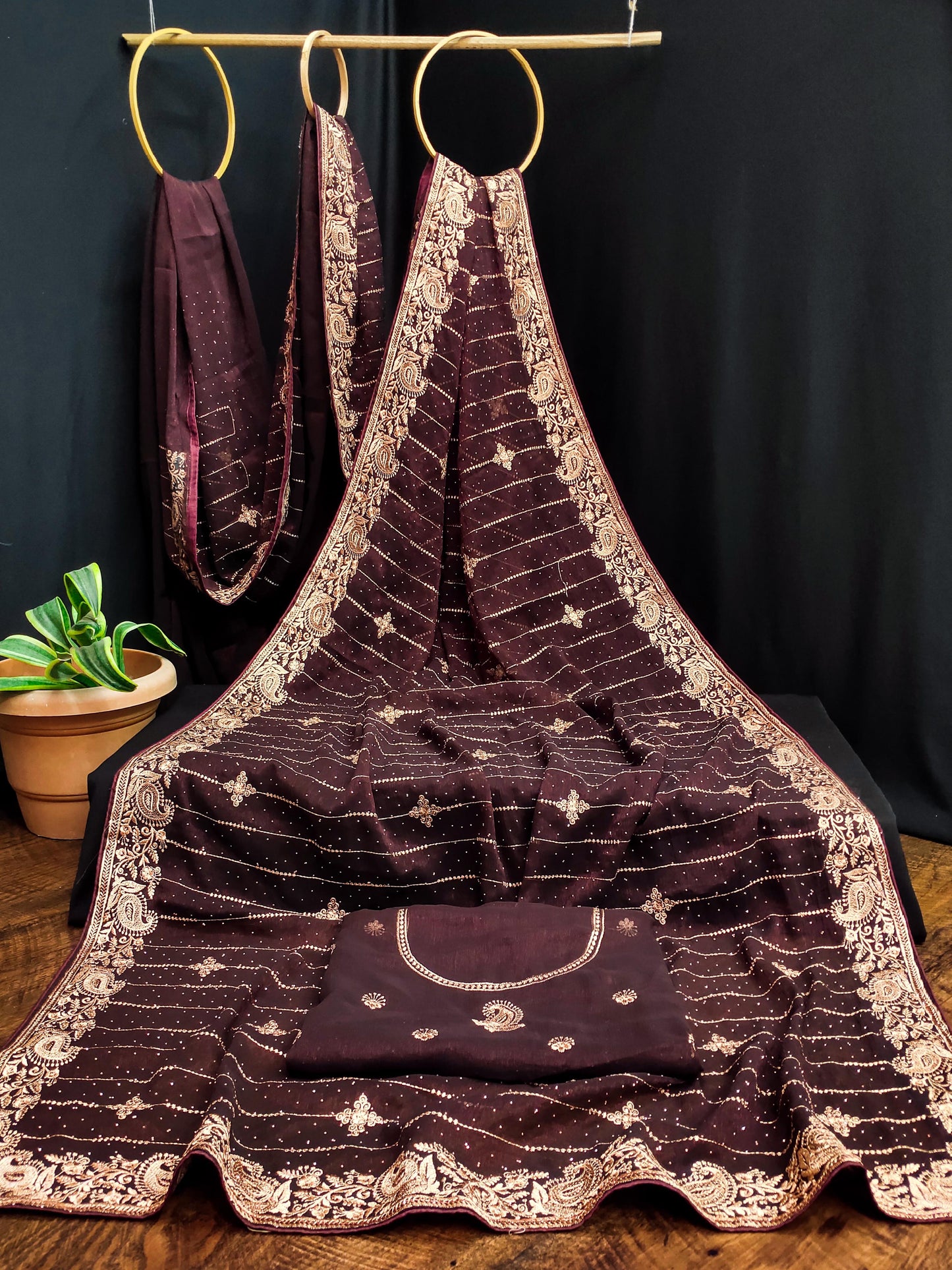 DF-KARMA CXC SIMMER SAREE WITH EMBORIDERY JAREE WORK WITH SIROSKI ALL OVER WITH HEAVY BLOUSE