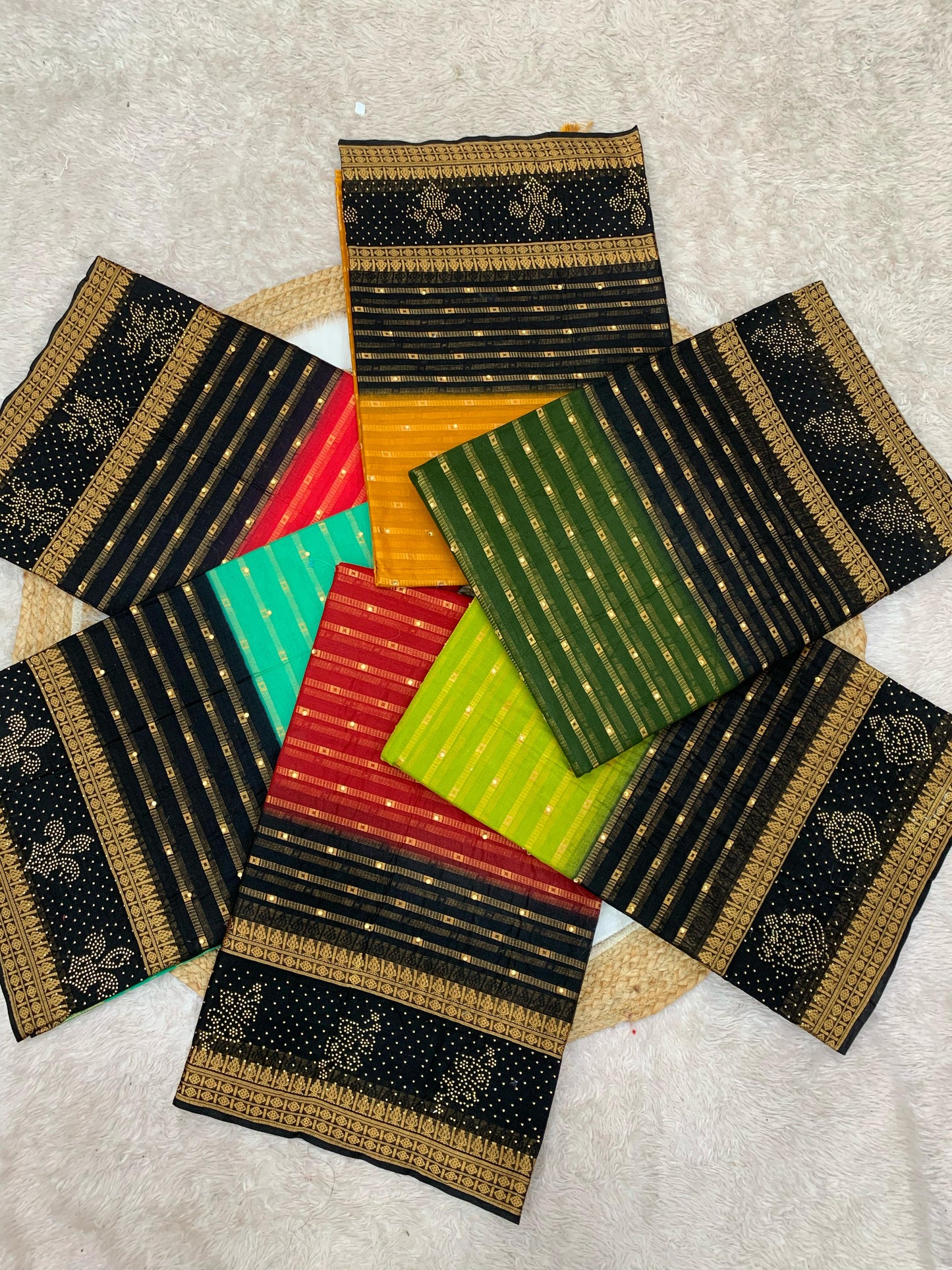 CT-NASHIBA SUTI COTTON SAREE WITH BEAUTIFUL PRINT WITH SIROSKI AND DIAMOND ALL OVER
