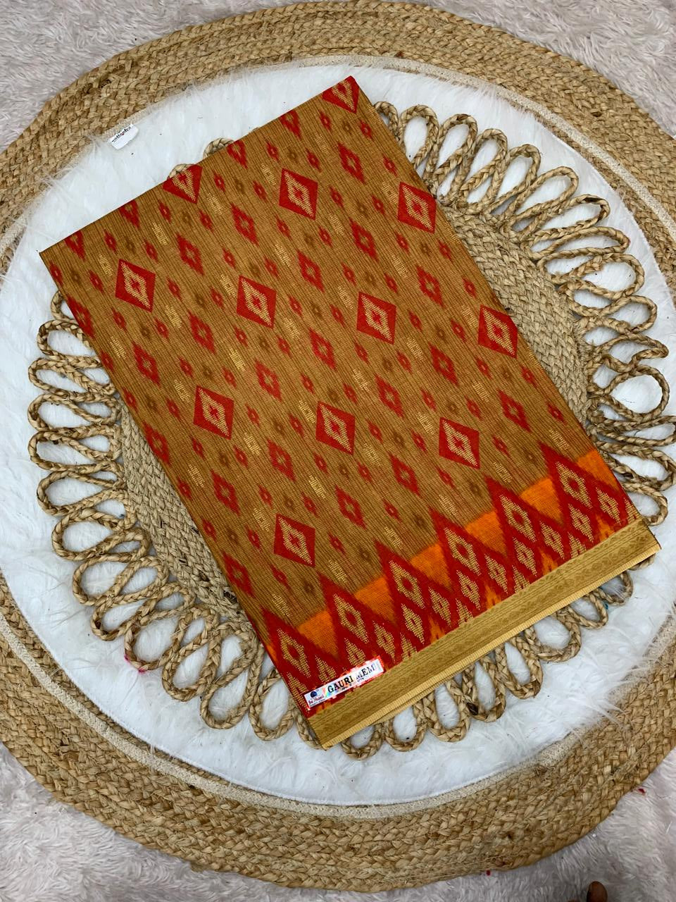 CT-GAURI PURE SUTI COTTON SAREE WITH BATIK PRINT WITH CHIKKO COLOUR COMMON