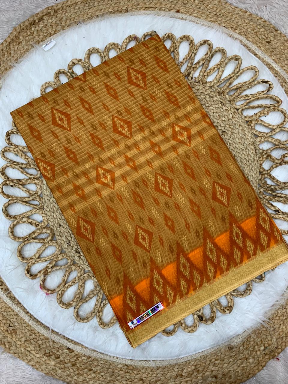 CT-GAURI PURE SUTI COTTON SAREE WITH BATIK PRINT WITH CHIKKO COLOUR COMMON