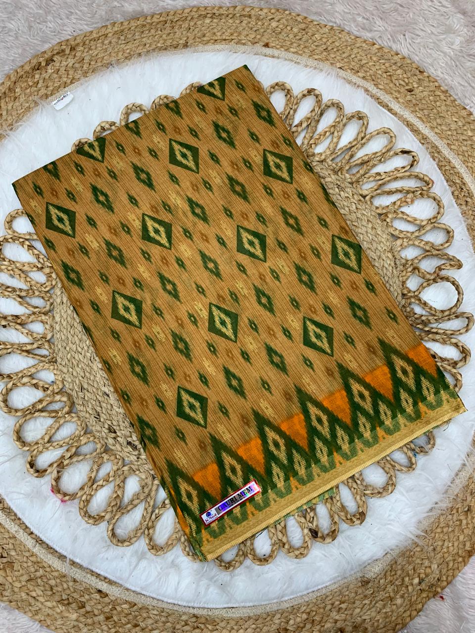 CT-GAURI PURE SUTI COTTON SAREE WITH BATIK PRINT WITH CHIKKO COLOUR COMMON
