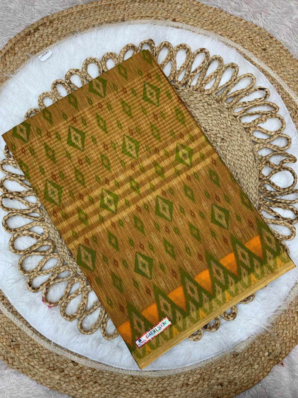 CT-GAURI PURE SUTI COTTON SAREE WITH BATIK PRINT WITH CHIKKO COLOUR COMMON