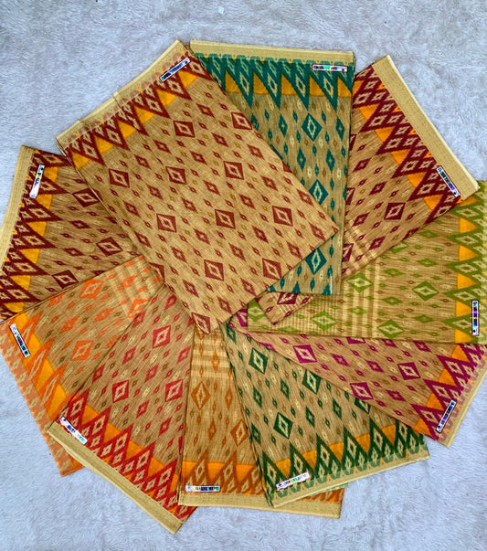 CT-GAURI PURE SUTI COTTON SAREE WITH BATIK PRINT WITH CHIKKO COLOUR COMMON