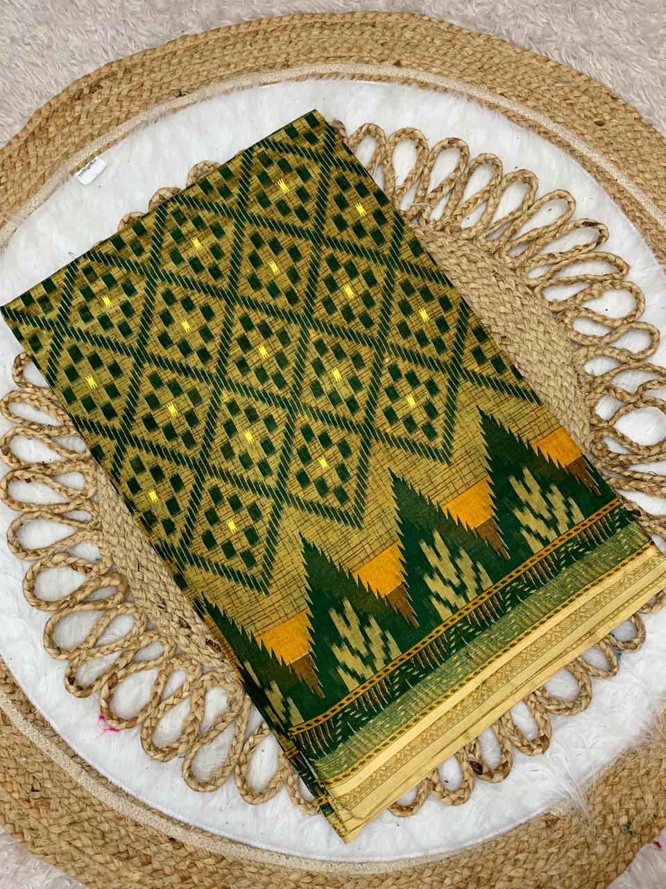 CT-KHEER CHURAM SUTI COTTON SAREE WITH BEAUTIFUL TRADITIONAL PRINT