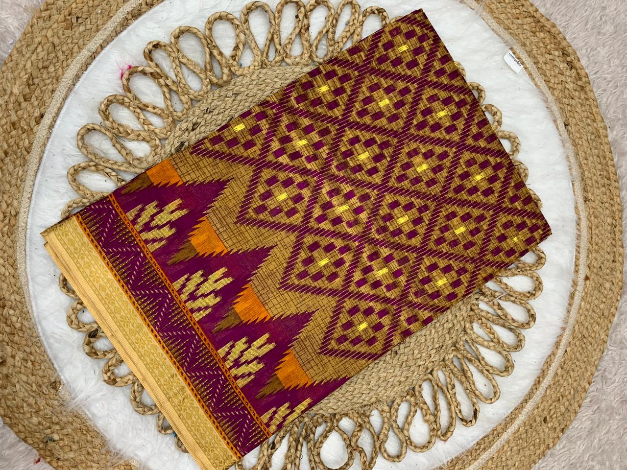 CT-KHEER CHURAM SUTI COTTON SAREE WITH BEAUTIFUL TRADITIONAL PRINT