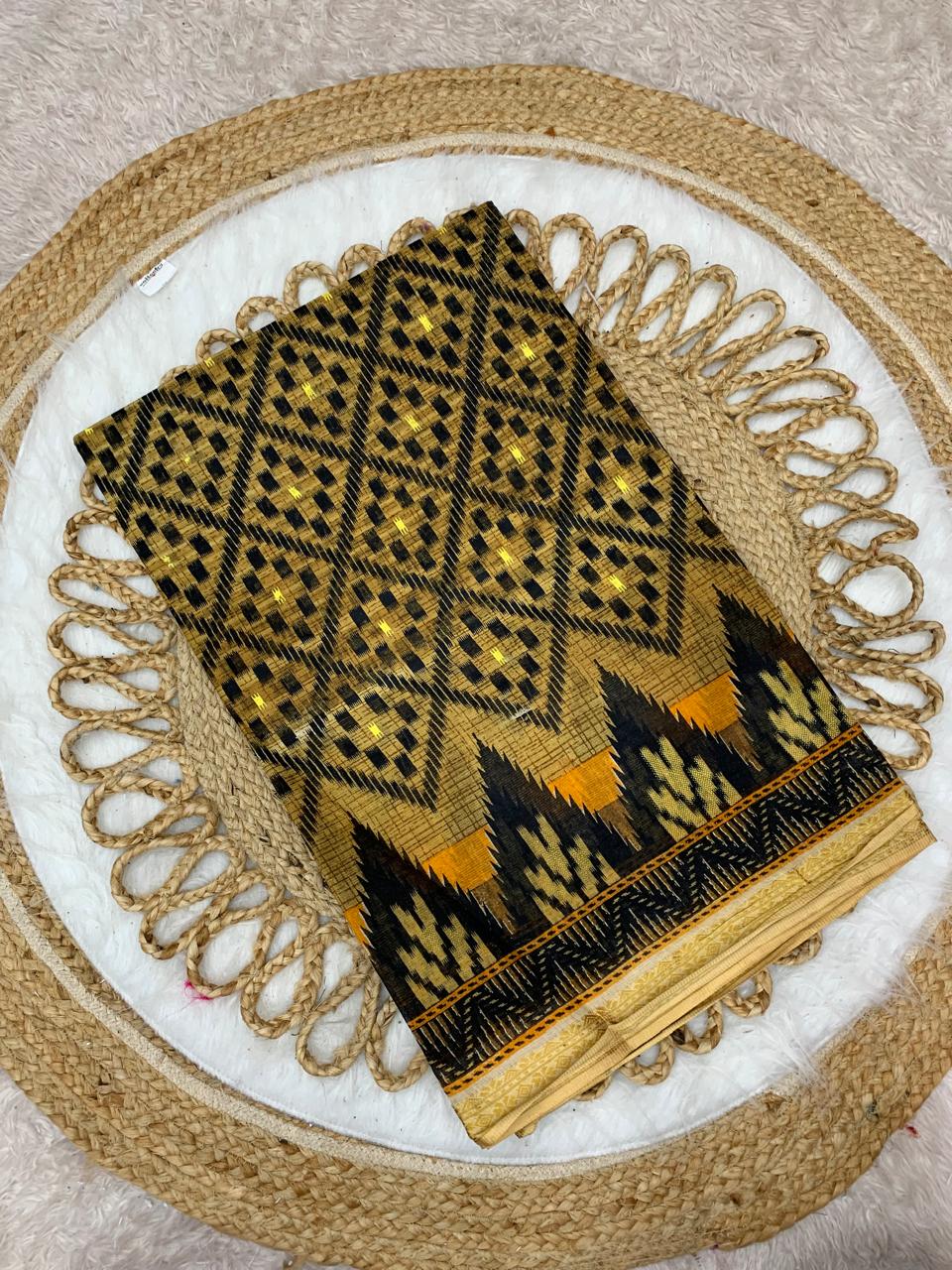 CT-KHEER CHURAM SUTI COTTON SAREE WITH BEAUTIFUL TRADITIONAL PRINT