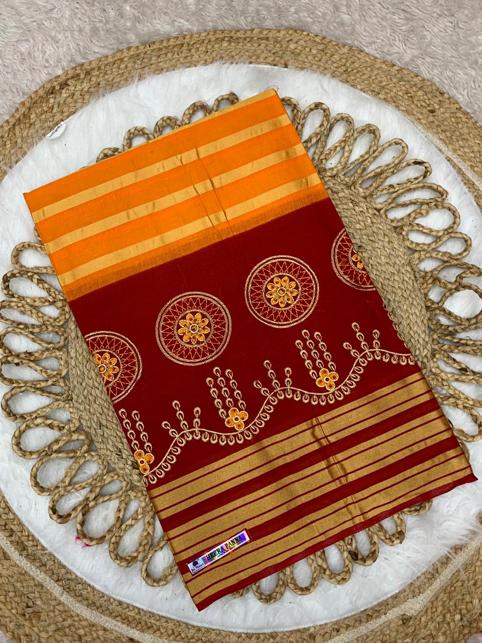 CT-HEERA PANNA PURE SUTI SAREE WITH BEAUTIFUL EMBORIDERY WORK