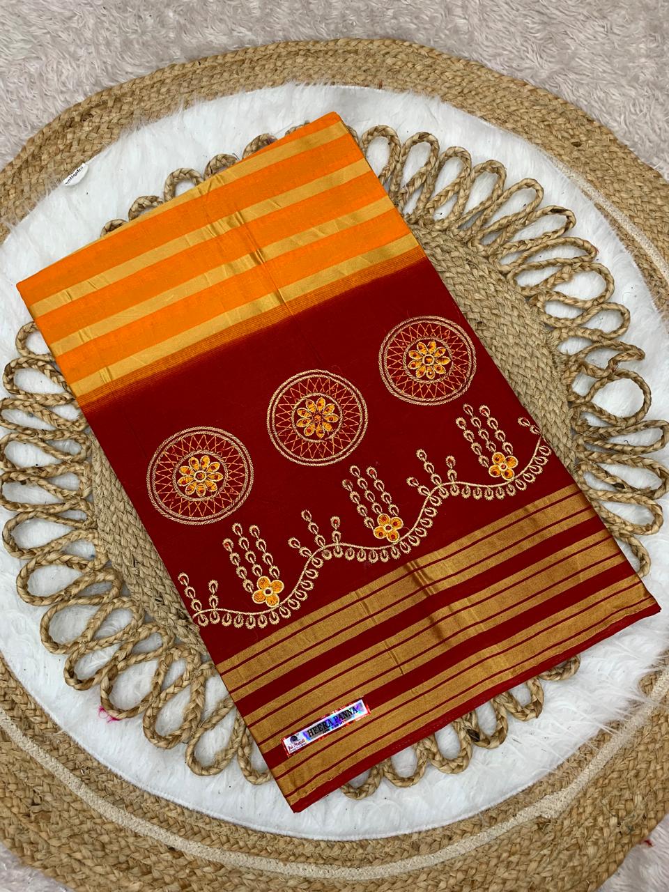 CT-HEERA PANNA PURE SUTI SAREE WITH BEAUTIFUL EMBORIDERY WORK
