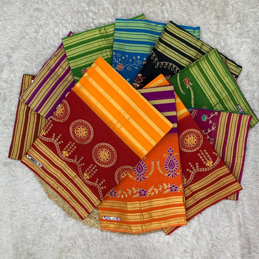CT-HEERA PANNA PURE SUTI SAREE WITH BEAUTIFUL EMBORIDERY WORK