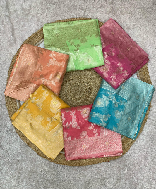 CT-MANGAL SPUN COTTON SAREE WITH MX JAREE JHAL WEAVING DESIGN WITH TASSELS ATTACHED ON PALLU