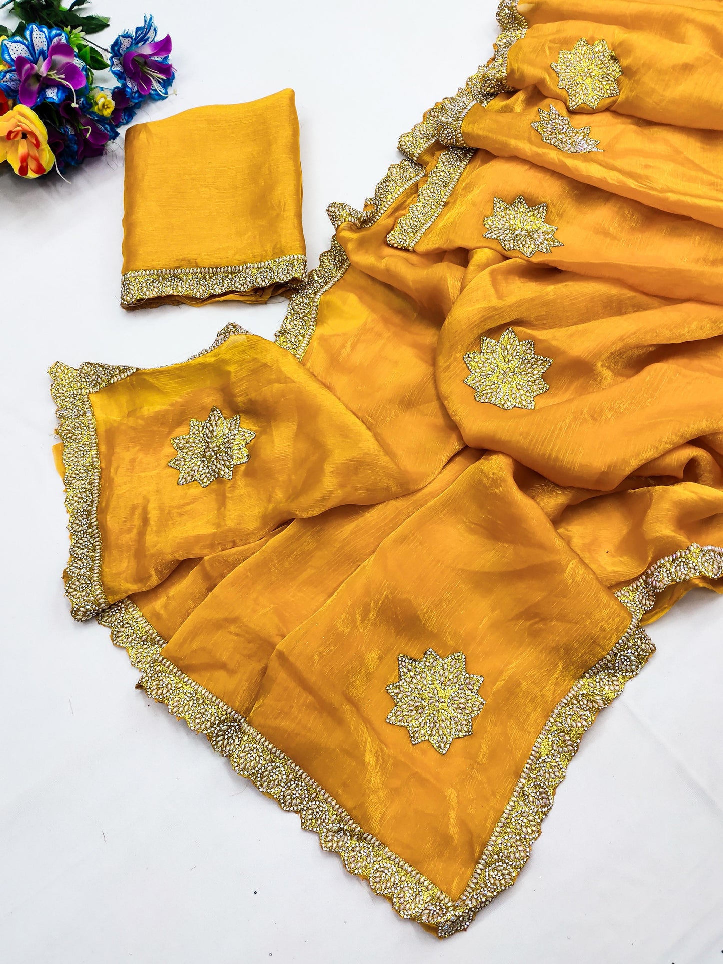 DF-MANNAT RICH CHIFFON FENDY SOFT FABRIC ALPNG WITH BEADS HAND WORK RICH BORDER LOOK