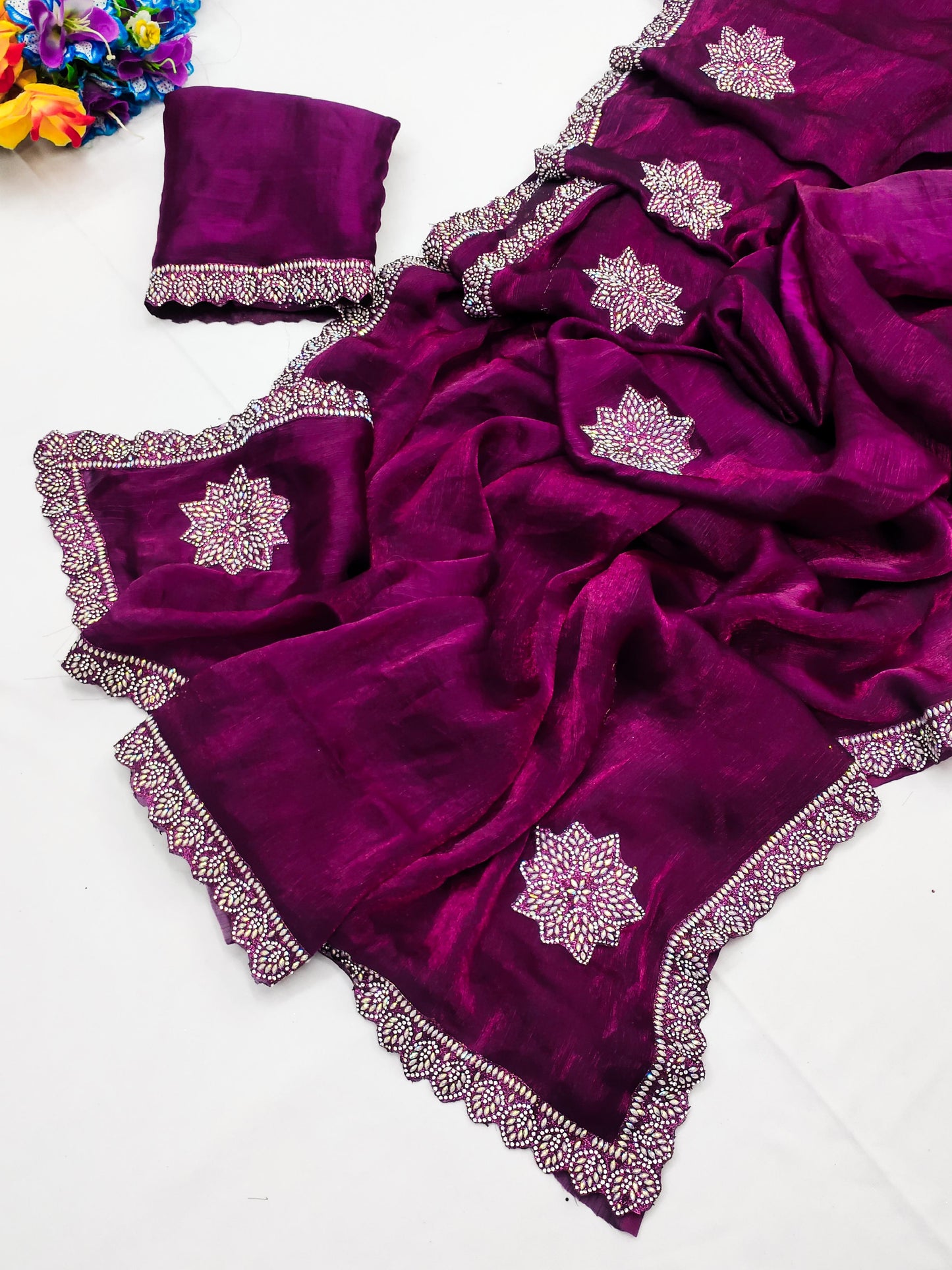 DF-MANNAT RICH CHIFFON FENDY SOFT FABRIC ALPNG WITH BEADS HAND WORK RICH BORDER LOOK