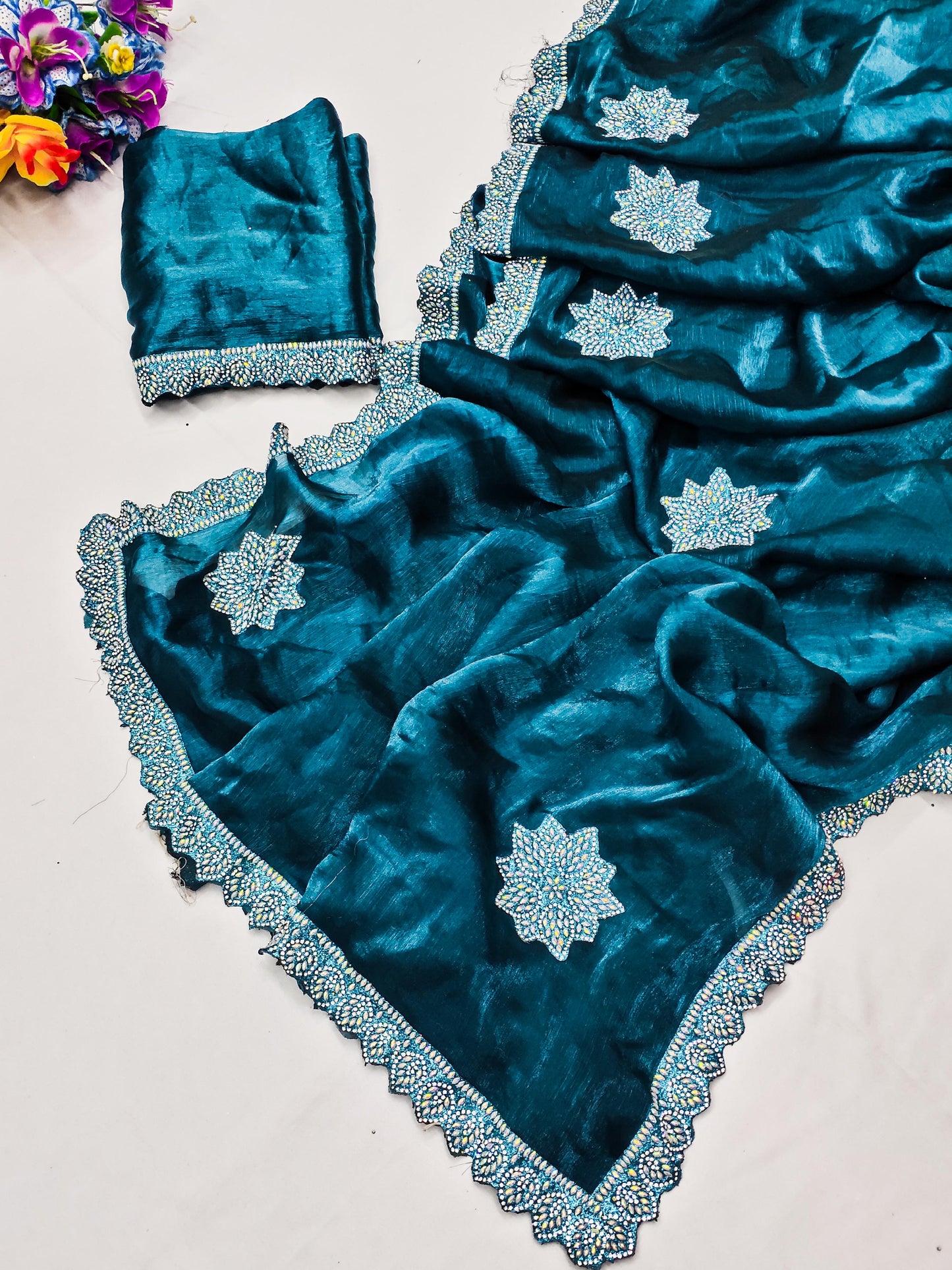 DF-MANNAT RICH CHIFFON FENDY SOFT FABRIC ALPNG WITH BEADS HAND WORK RICH BORDER LOOK